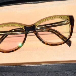 Tortoiseshell Cat-Eye Sunglasses with Green Crystal Accent